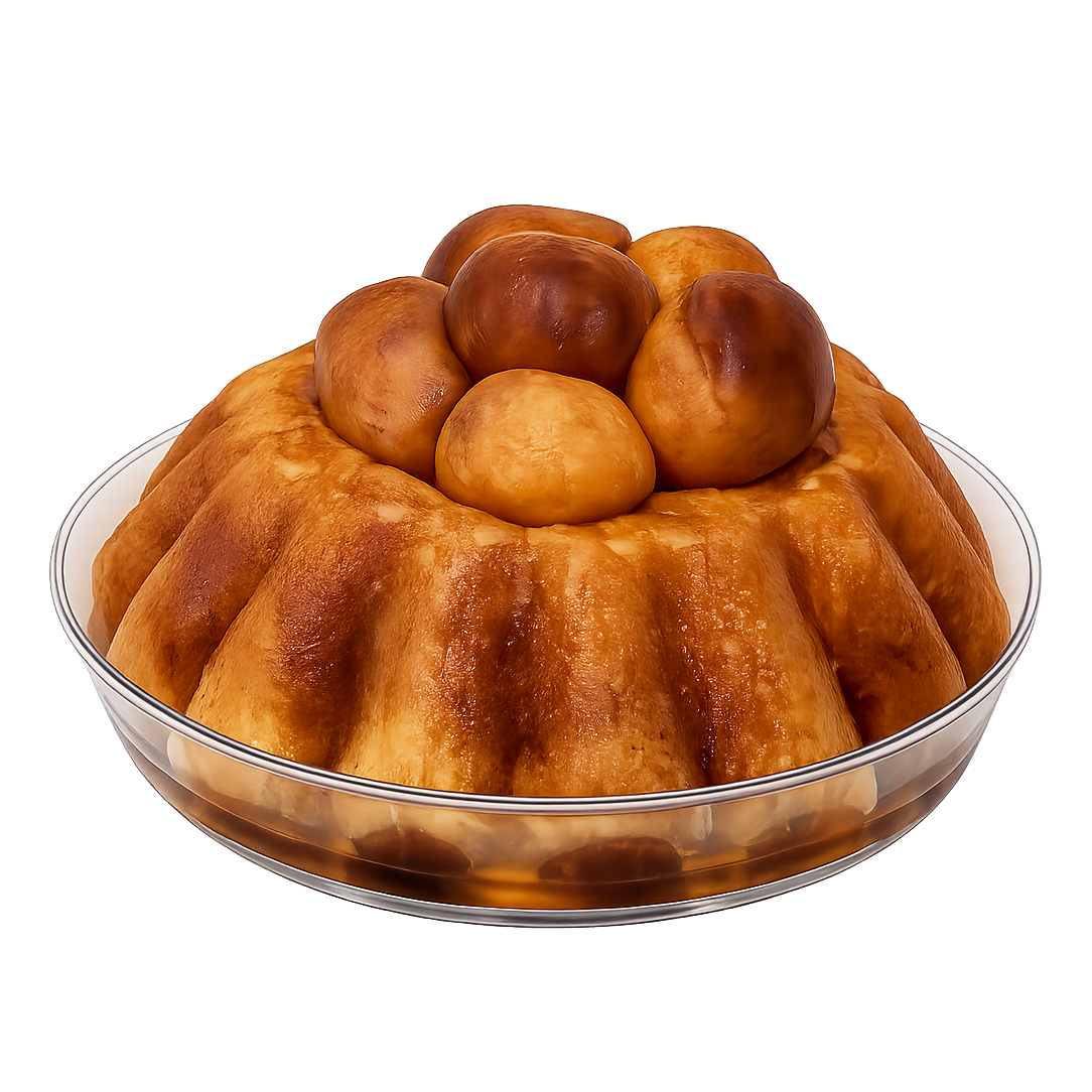 Torta babà al rum artigianale napoletana con bottiglietta di rum